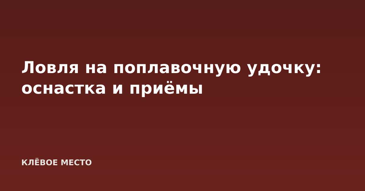 Ловля на поплавочную удочку: оснастка и приёмы
