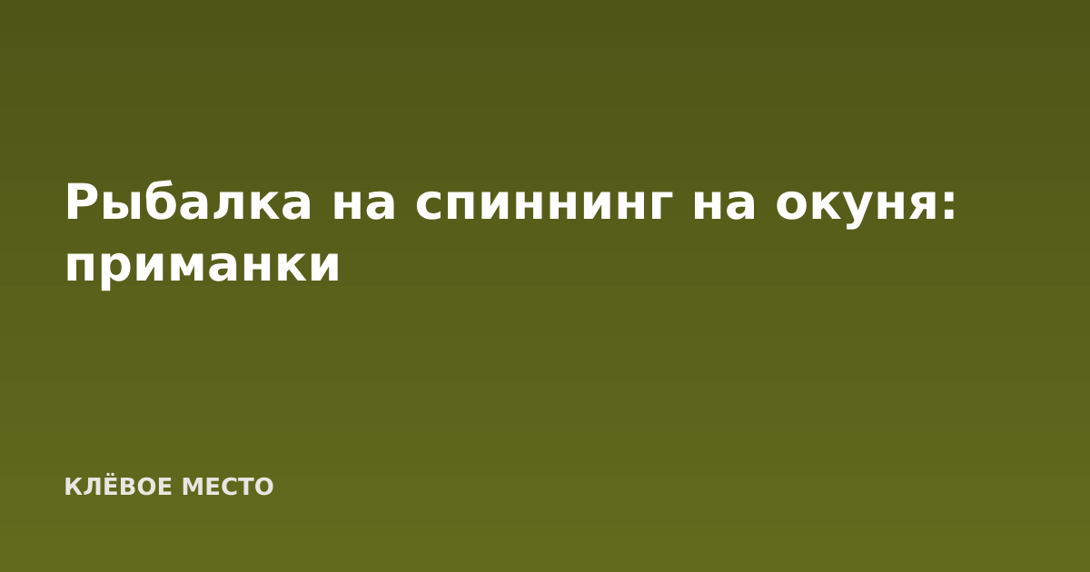 Рыбалка на спиннинг на окуня: приманки