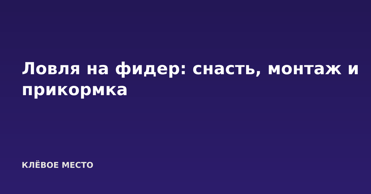 Ловля на фидер: снасть, монтаж и прикормка