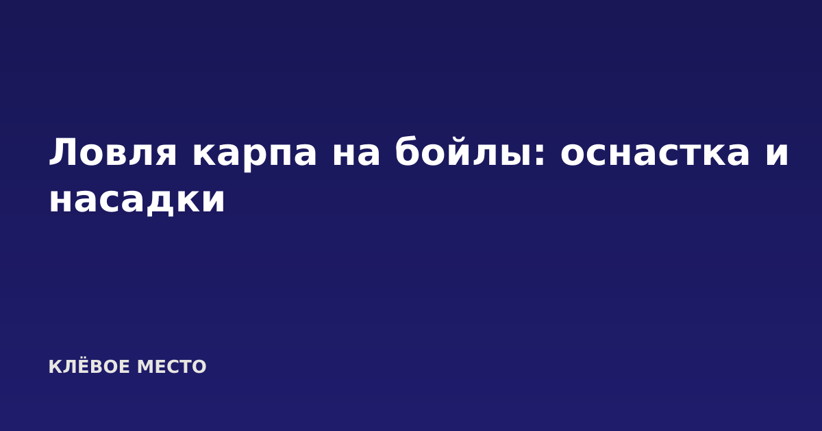 Ловля карпа на бойлы: оснастка и насадки