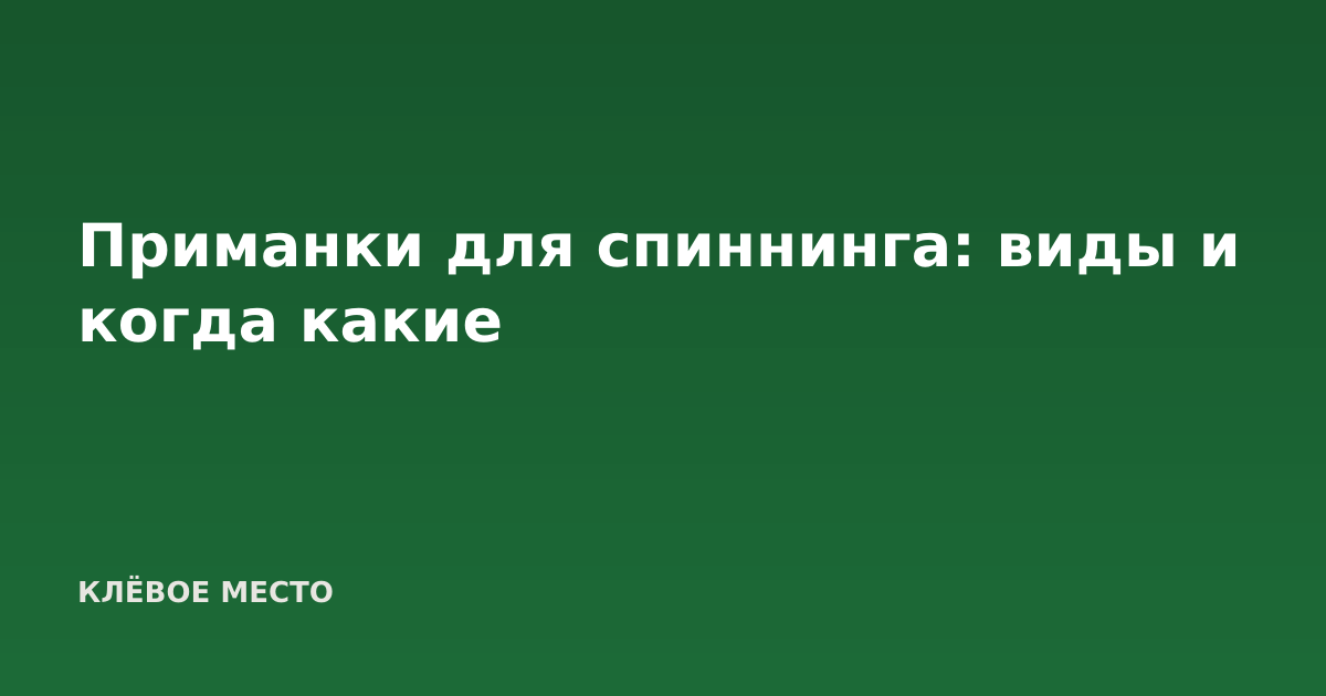 Приманки для спиннинга: виды и когда какие